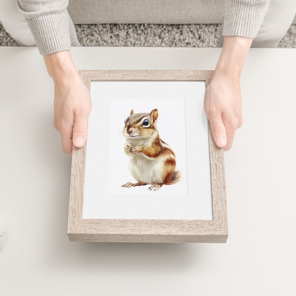 Watercolor Chipmunk Portrait Wall Art Illustration Print Poster Unframed - Picture 7 of 9